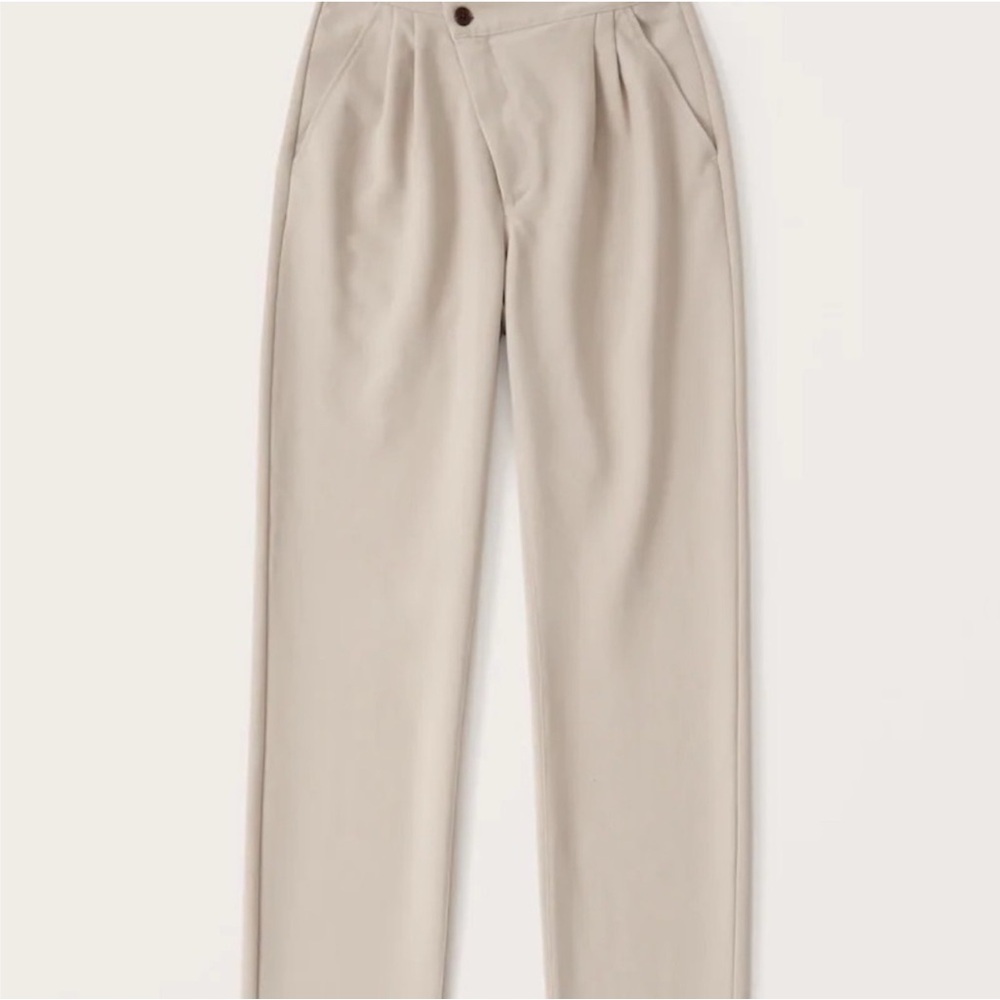 Abercrombie & Fitch Crossover Waist Straight Dad Pants – Women’s L, Beige - Picture 2 of 4
